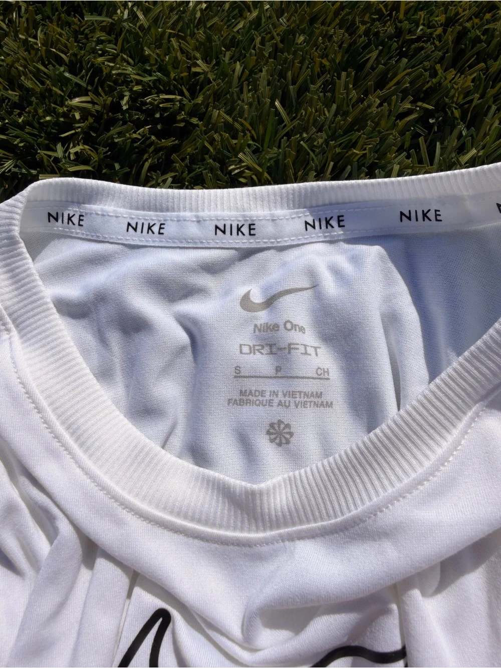 Nike White Short-Sleeve Tee with Black Swoosh
